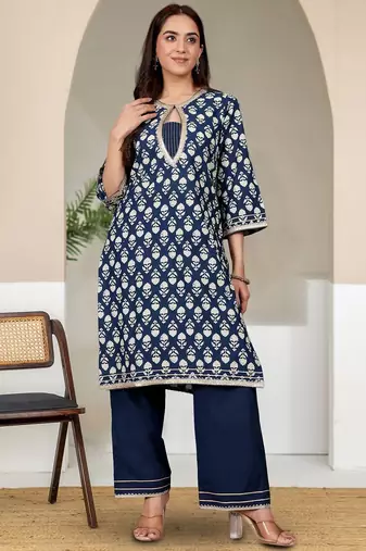 Women Ethnic Motifs Printed Sequined Details Kurta with Trousers