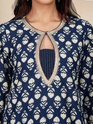 Women Ethnic Motifs Printed Sequined Details Kurta with Trousers 3