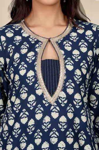 Women Ethnic Motifs Printed Sequined Details Kurta with Trousers
