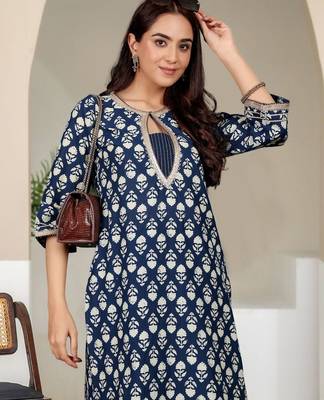 Women Ethnic Motifs Printed Sequined Details Kurta with Trousers 6