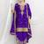 Purple chinon embroidered zari & sequins palazzo  readymade suit set
