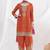 Orange chinon embroidered zari & sequins palazzo  readymade suit set