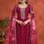 Vichitra silk embroidered work readymade straight suit in rani pink