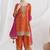 Orange chinon embroidered zari & sequins palazzo  readymade suit set