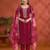 Vichitra silk embroidered work readymade straight suit in rani pink