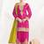 Rani pink chinon embroidered zari & sequins palazzo  readymade suit set