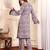 Coffee Brown Floral Printed Notch Neck Flared Sleeves Straight Kurta With Trousers