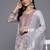 Floral Embroidered Thread Work Kurta With Trousers & Dupatta