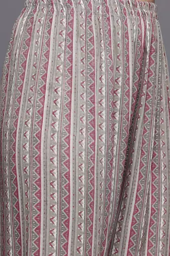 Floral Embroidered Thread Work Kurta With Trousers & Dupatta
