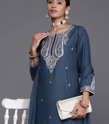 Ethnic Motifs Embroidered Regular Sequinned Kurta with Trousers & With Dupatta