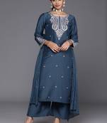 Ethnic Motifs Embroidered Regular Sequinned Kurta with Trousers & With Dupatta