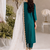 Women teal green embroidered straight kurta with pant & dupatta set