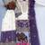Violet&white georgette readymade suit with zari & embroidery work