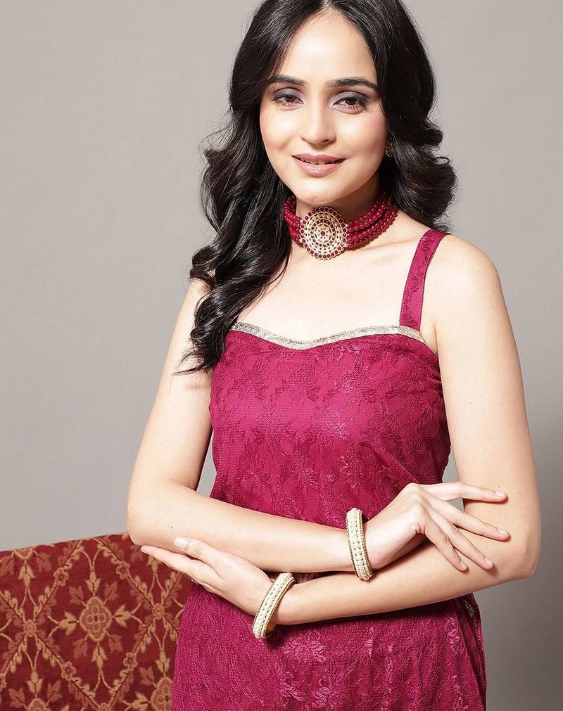 Floral Embroidered Shoulder Strap Regular Kurta with Sharara