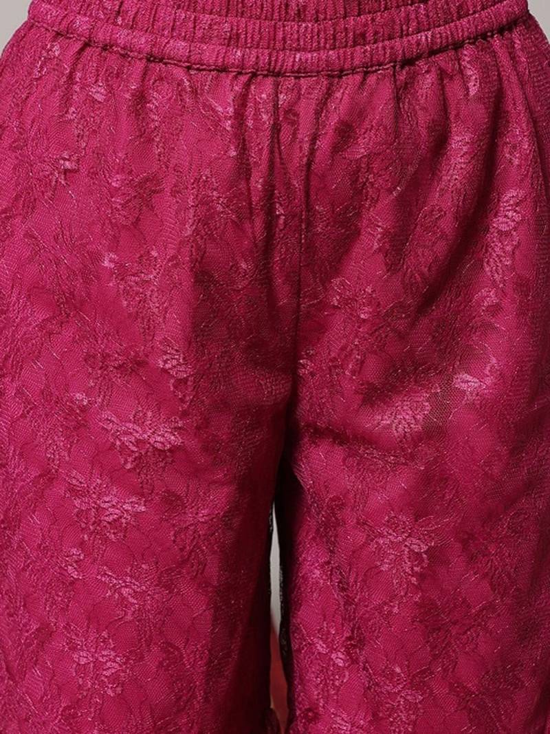 Floral Embroidered Shoulder Strap Regular Kurta with Sharara