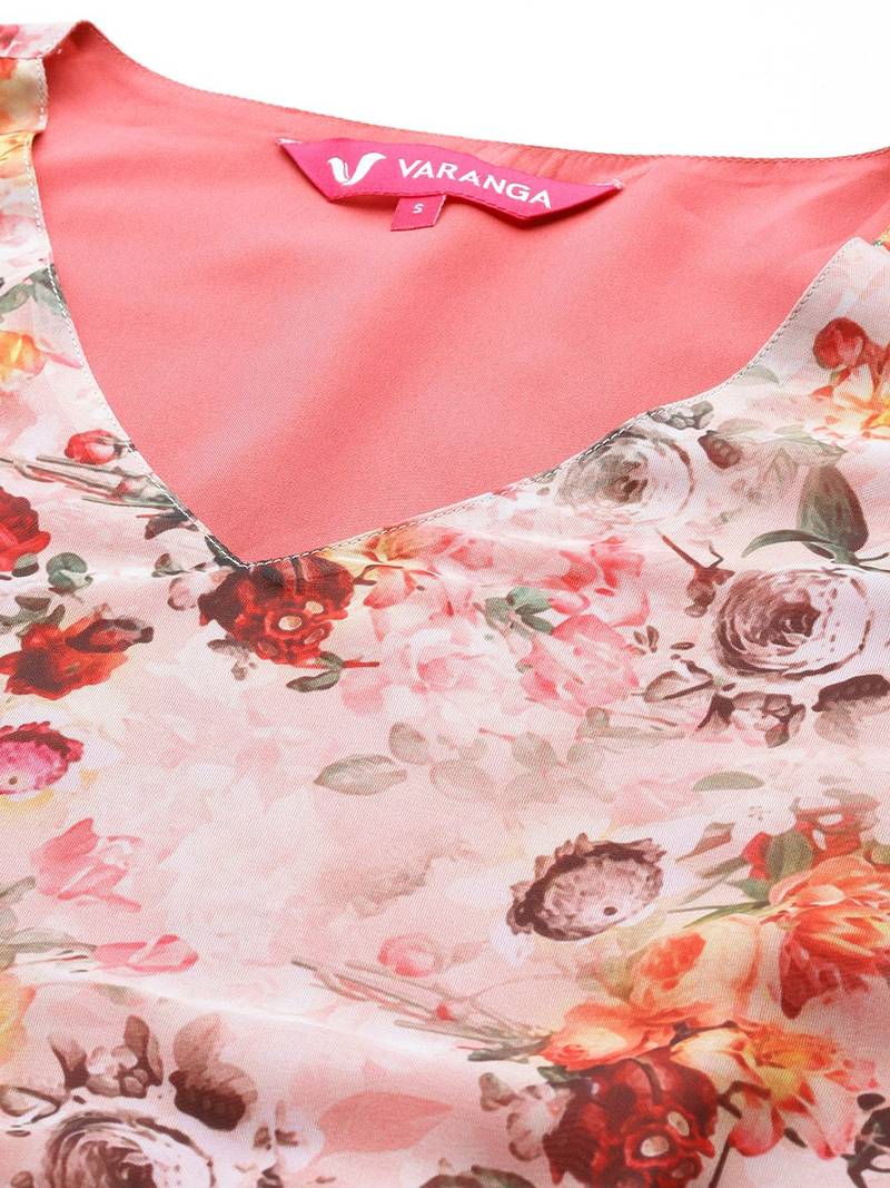 Floral Printed High Slit Kurta with Trousers