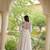 White cotton readymade anarkali suit with thread embroidery work