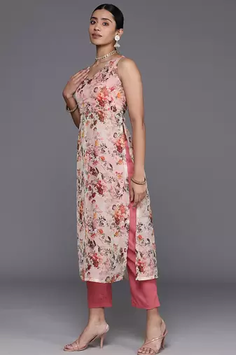 Floral Printed High Slit Kurta with Trousers
