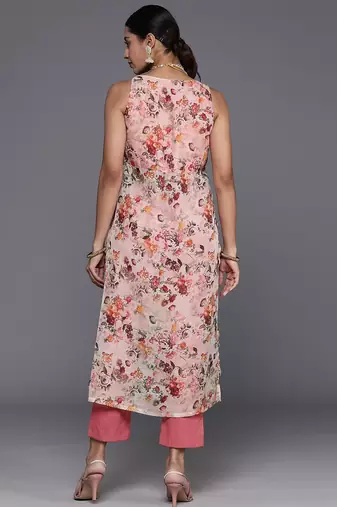 Floral Printed High Slit Kurta with Trousers
