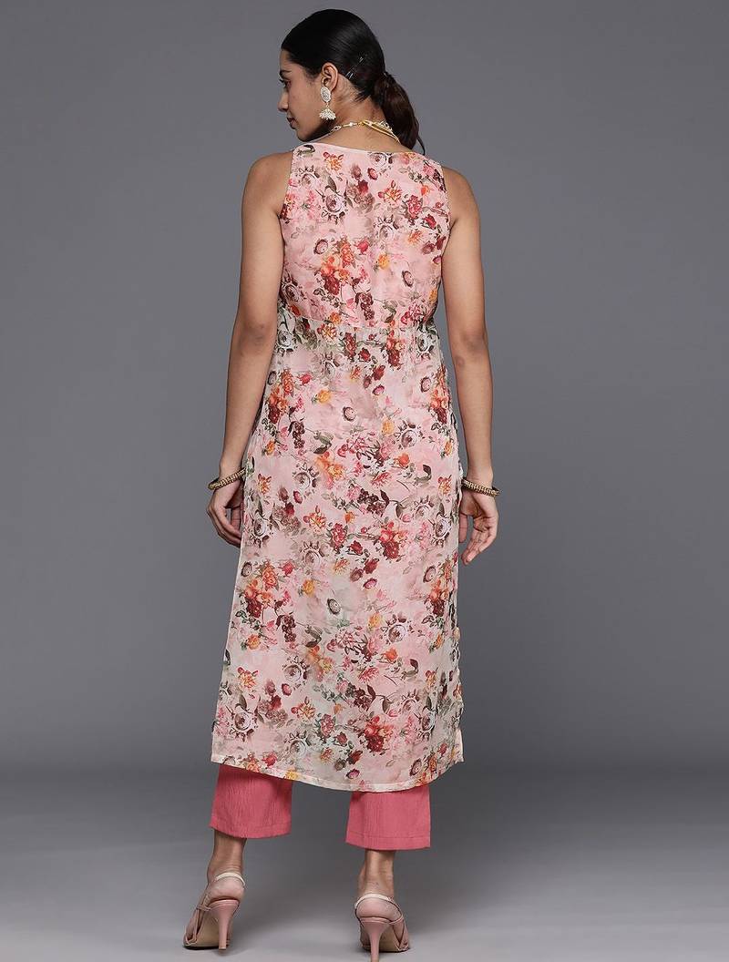 Floral Printed High Slit Kurta with Trousers