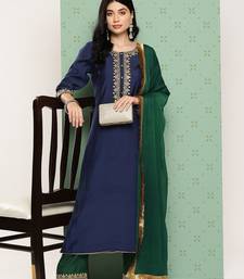 Women Ethnic Motifs Yoke Design Regular Kurta with Trousers & With Dupatta