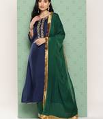 Women Ethnic Motifs Yoke Design Regular Kurta with Trousers & With Dupatta