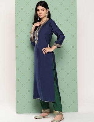 Women Ethnic Motifs Yoke Design Regular Kurta with Trousers & With Dupatta 4