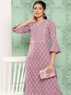 Women Ethnic Motifs Printed Regular Pure Cotton Kurta with Trousers 2