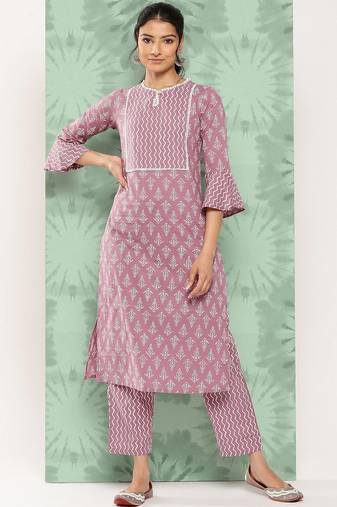 Women Ethnic Motifs Printed Regular Pure Cotton Kurta with Trousers