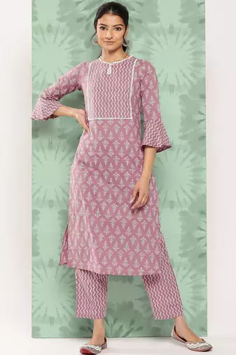 Women Ethnic Motifs Printed Regular Pure Cotton Kurta with Trousers