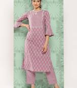 Women Ethnic Motifs Printed Regular Pure Cotton Kurta with Trousers