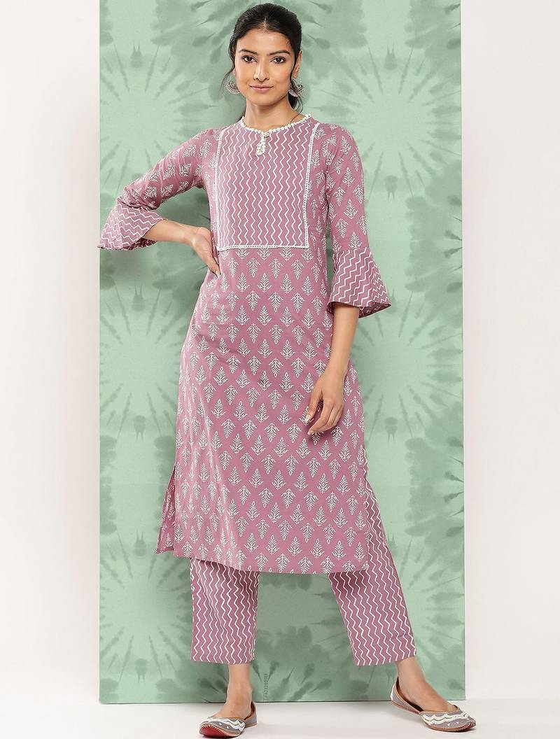 Women Ethnic Motifs Printed Regular Pure Cotton Kurta with Trousers