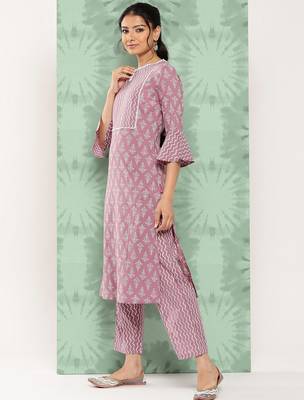 Women Ethnic Motifs Printed Regular Pure Cotton Kurta with Trousers 3