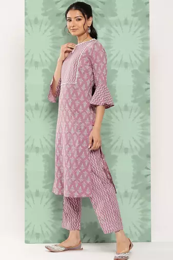 Women Ethnic Motifs Printed Regular Pure Cotton Kurta with Trousers
