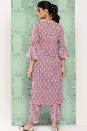 Women Ethnic Motifs Printed Regular Pure Cotton Kurta with Trousers