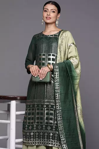 Women Silk Georgette Kurta with Sharara & With Dupatta