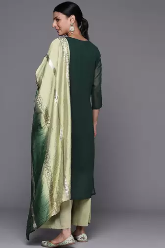 Women Silk Georgette Kurta with Sharara & With Dupatta
