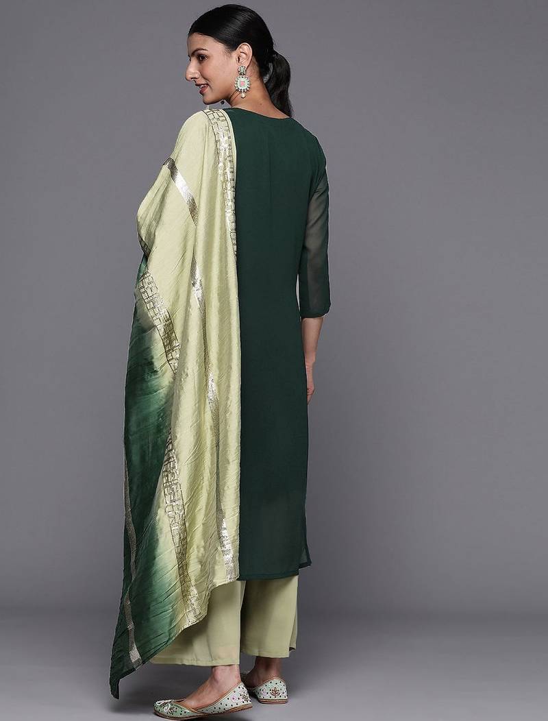 Women Silk Georgette Kurta with Sharara & With Dupatta