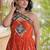Orange georgette readymade anarkali suit with laheriya & kutchi work