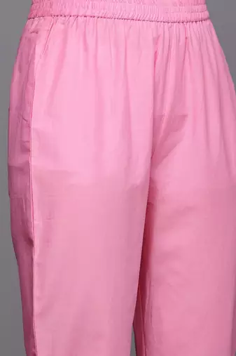 Angrakha Gotta Patti Pure Cotton Kurta With Trousers & With Dupatta