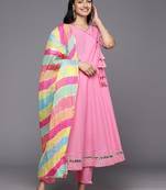 Angrakha Gotta Patti Pure Cotton Kurta With Trousers & With Dupatta