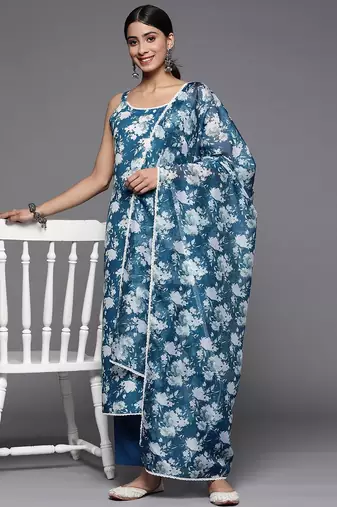 Women Ethnic Motifs Printed Kurta With Trousers & With Dupatta
