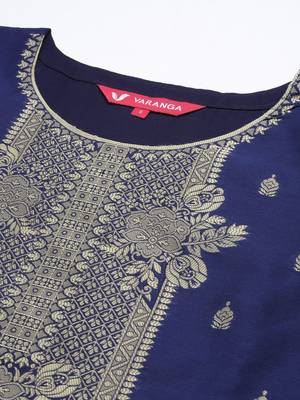 Women Blue Kurta with Trousers & With Dupatta 3
