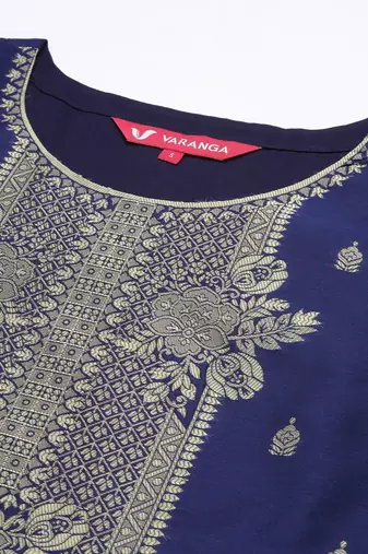 Women Blue Kurta with Trousers & With Dupatta