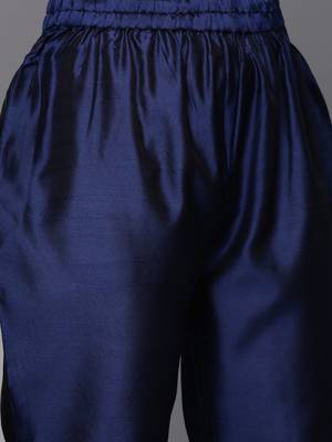 Women Blue Kurta with Trousers & With Dupatta 4