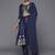 Women Blue Kurta with Trousers & With Dupatta