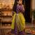 Girl's purple striped jacquard anarkali dress with dupatta and belt