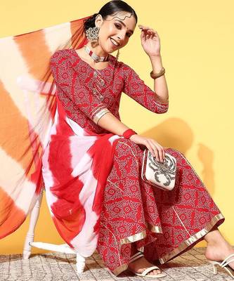 Women Bandhani Pure Cotton Print Parade Kurta Set 2