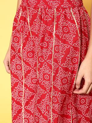 Women Bandhani Pure Cotton Print Parade Kurta Set 4