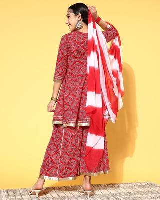 Women Bandhani Pure Cotton Print Parade Kurta Set 6